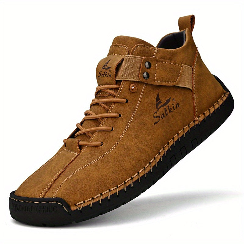 Men's Handmade Ankle Boots Leather Casual Outdoor Spring Fall Breathable Rubber Sole