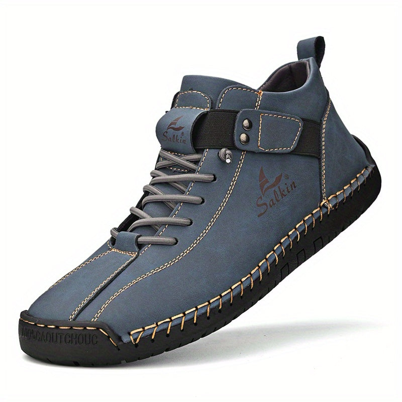 Men's Handmade Ankle Boots Leather Casual Outdoor Spring Fall Breathable Rubber Sole