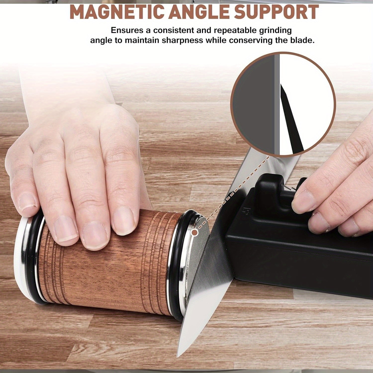 Professional pichoqni shimgichni tozalash to'plami, olmos va keramika maydalash disklari bilan, magnitli yo'riqnoma