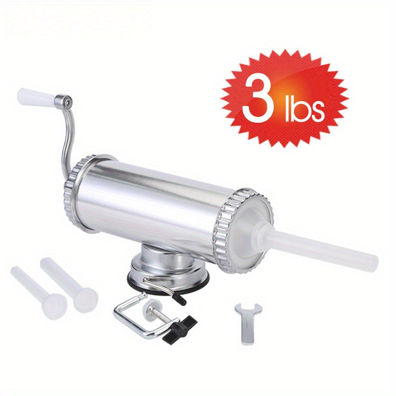 Manual Sausage Stuffer Set Aluminum Alloy Hand-Crank Filler Kit for Kitchen Baking