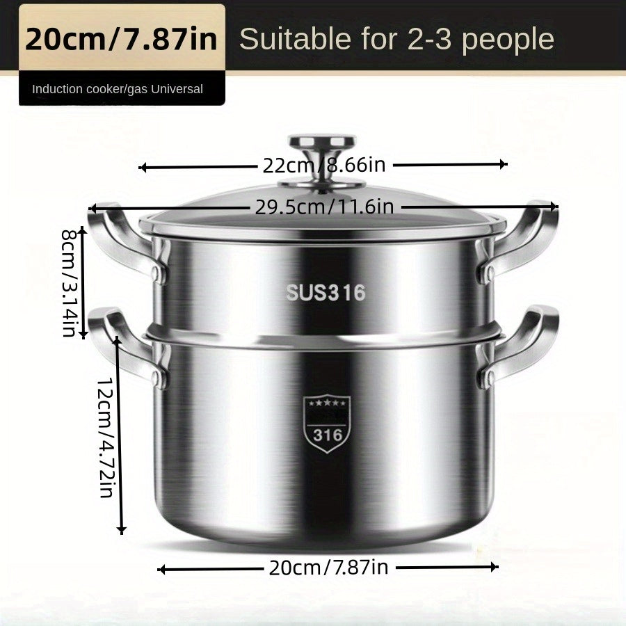 Durable Stainless Steel Soup Steamer Pot with Bamboo Steamer for Home Use