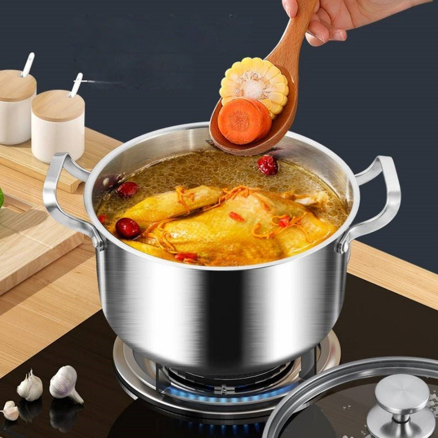 Durable Stainless Steel Soup Steamer Pot with Bamboo Steamer for Home Use