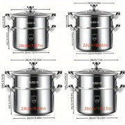 Durable Stainless Steel Soup Steamer Pot with Bamboo Steamer for Home Use