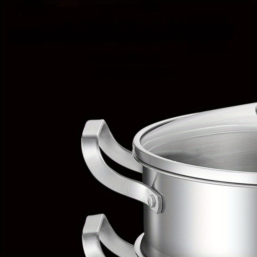 Durable Stainless Steel Soup Steamer Pot with Bamboo Steamer for Home Use