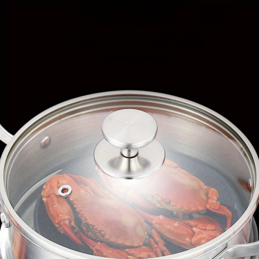 Durable Stainless Steel Soup Steamer Pot with Bamboo Steamer for Home Use