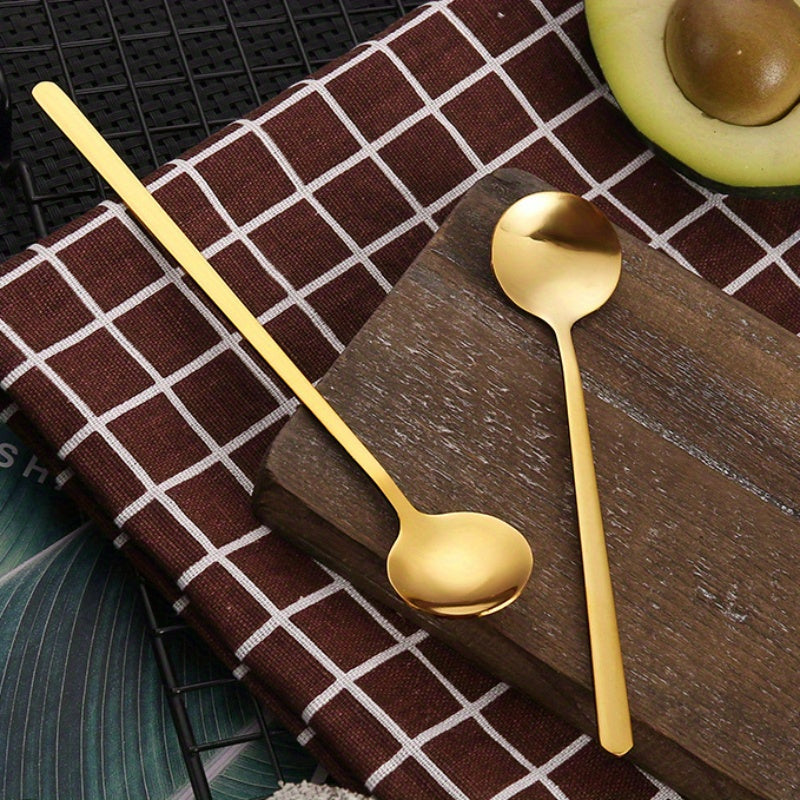 Set of 3 Gold Stainless Steel Small Spoons for Honey Coffee and Desserts