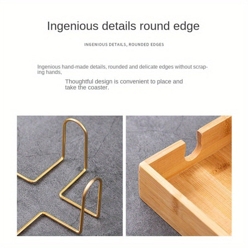 Metal Coaster Holder for 4-6 Coasters with Ceramic and Iron Frame Bathroom Organizer or Utility Rack