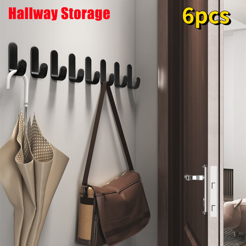 6-Piece Wall Hooks for Towels Clothes Coats Keys Bathroom Accessories
