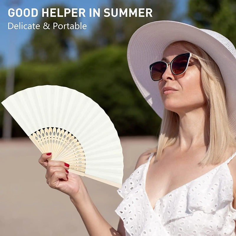 Bamboo Silk Hand Fan for Weddings Parties and Gifts Portable Stylish