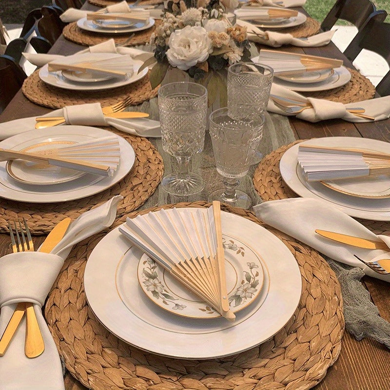 Bamboo Silk Hand Fan for Weddings Parties and Gifts Portable Stylish