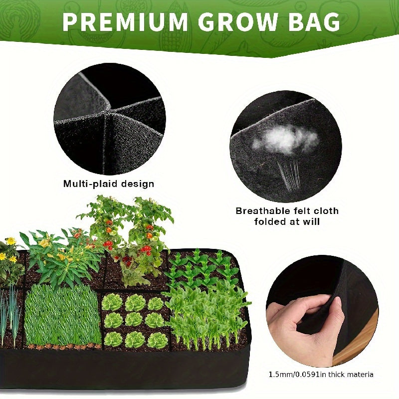 Garden Bed with 8 Grid Plant Grow Bags for Vegetables Potatoes and Flowers 60.96x121.92 cm Indoor Outdoor