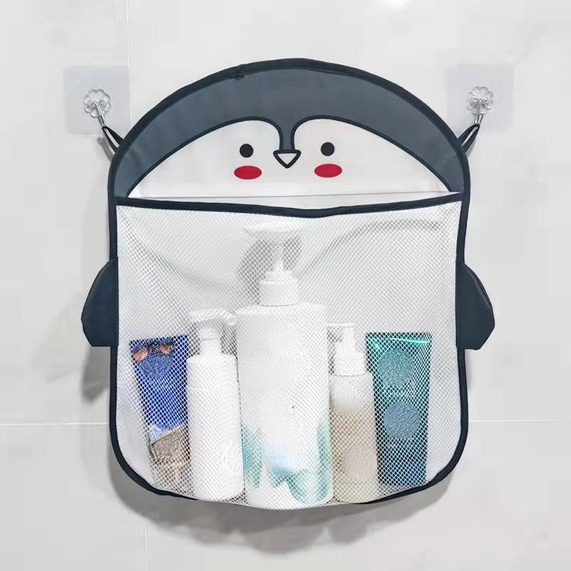 Organizador de almacenamiento para baño con ventosas de malla resistente al agua y bolsa colgante