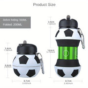 Portable Folding Soccer Ball Water Bottle 200ml BPA-Free Plastic Outdoor Sports