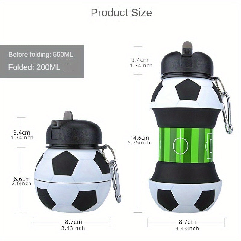 Portable Folding Soccer Ball Water Bottle 200ml BPA-Free Plastic Outdoor Sports