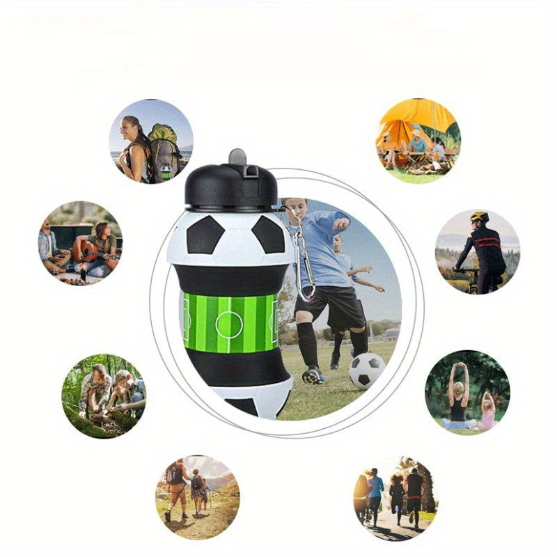 Portable Folding Soccer Ball Water Bottle 200ml BPA-Free Plastic Outdoor Sports
