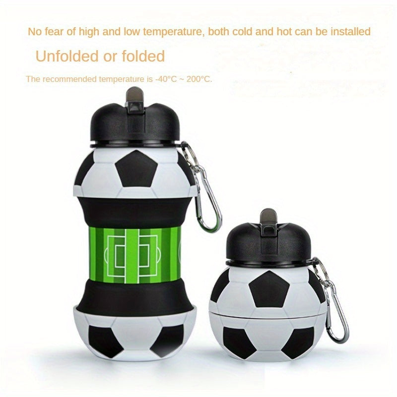 Portable Folding Soccer Ball Water Bottle 200ml BPA-Free Plastic Outdoor Sports
