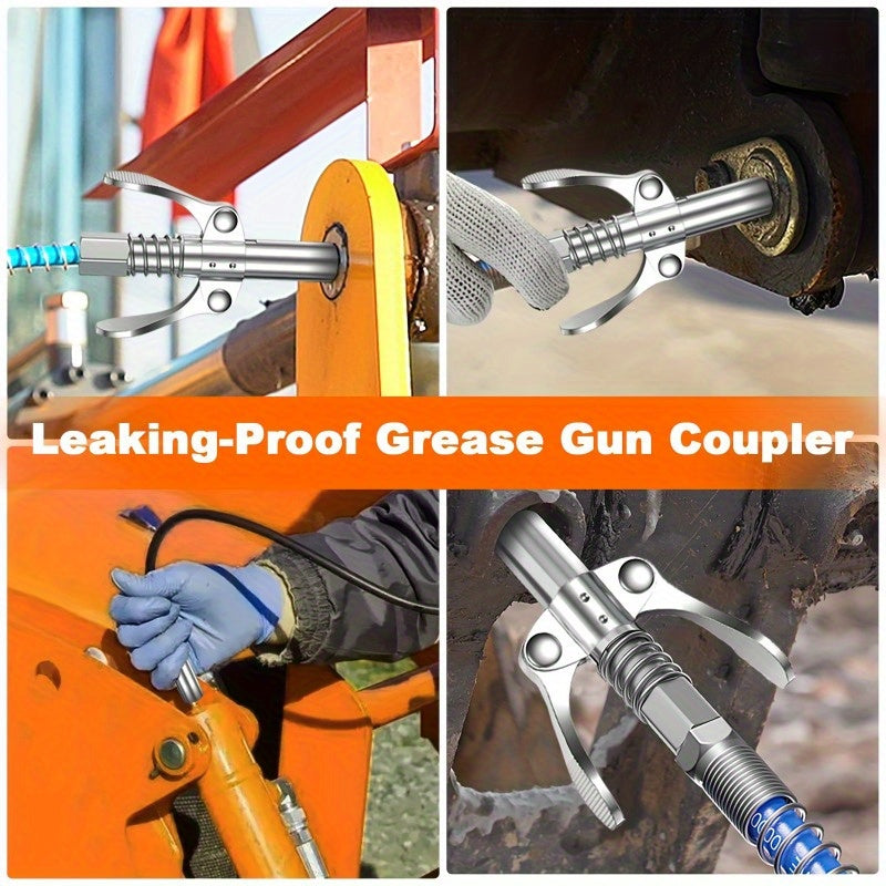 Acoplador de pistola de grasa con mango doble ancho, bloqueo rápido, 10,000 PSI