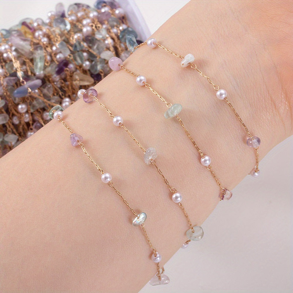 Natural Irregular Stone Copper Chain 1 Meter Jewelry Making Semi-Finished with Accessories