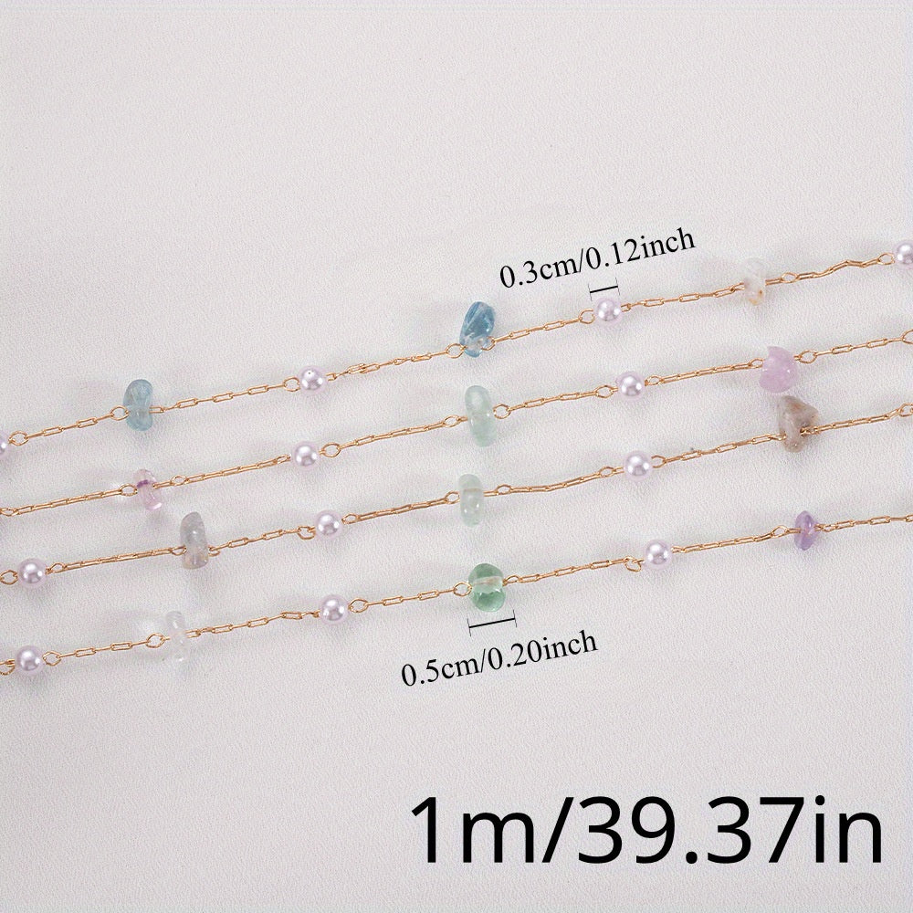 Natural Irregular Stone Copper Chain 1 Meter Jewelry Making Semi-Finished with Accessories