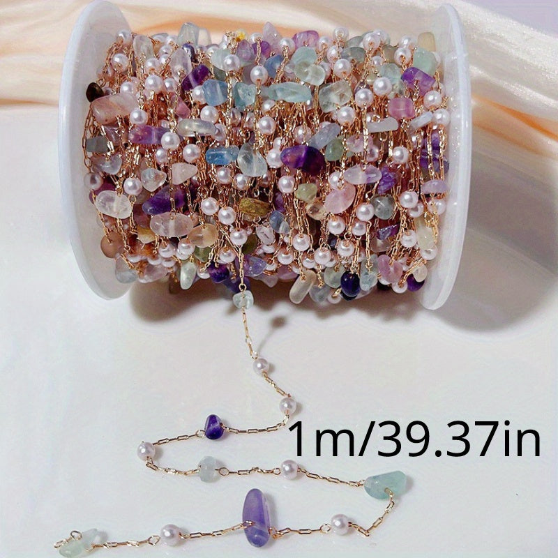 Natural Irregular Stone Copper Chain 1 Meter Jewelry Making Semi-Finished with Accessories