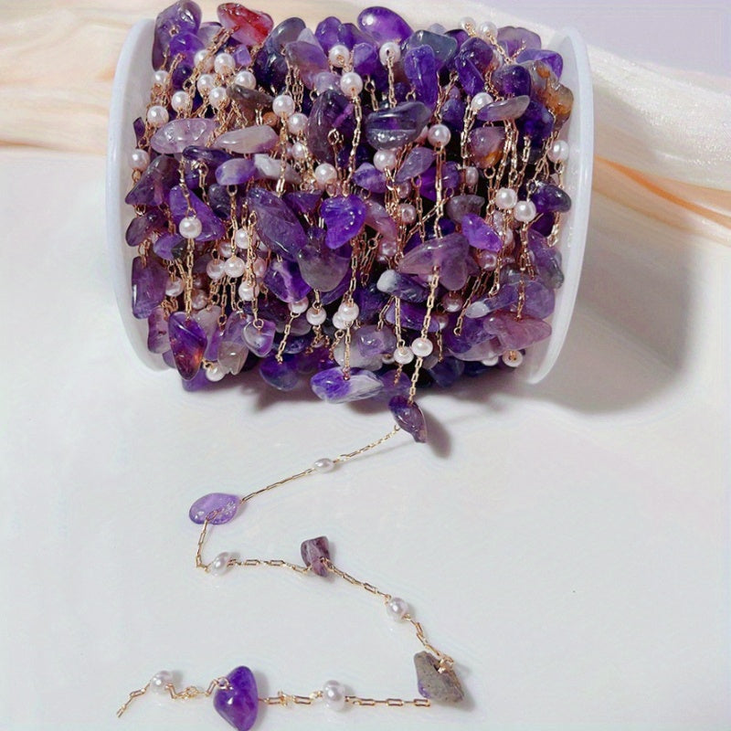 Natural Irregular Stone Copper Chain 1 Meter Jewelry Making Semi-Finished with Accessories