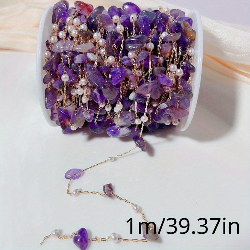 Natural Irregular Stone Copper Chain 1 Meter Jewelry Making Semi-Finished with Accessories