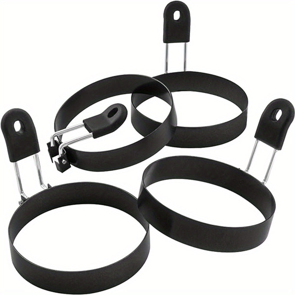 Set of 4 Non-Stick Stainless Steel Egg Rings for Pancakes Breakfast Sandwiches and Burgers
