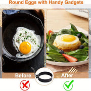 Set of 4 Non-Stick Stainless Steel Egg Rings for Pancakes Breakfast Sandwiches and Burgers