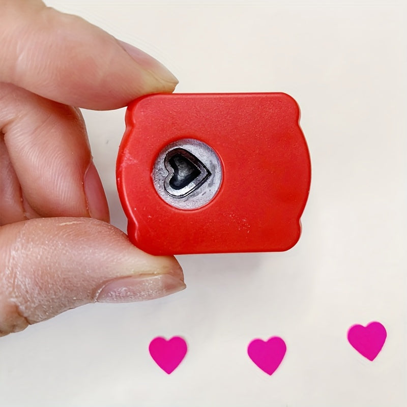 Mini Heart-Shaped Paper Punch Red Manual Craft Embosser for DIY Projects