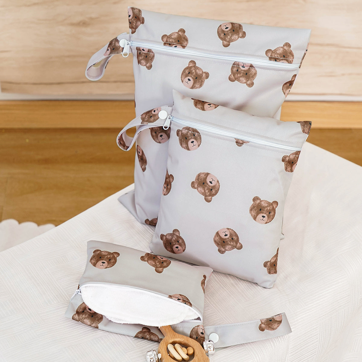 Набор из 3 моющихся многофункциональных сумок с гладкими карманами на молнии, идеально подходящих для хранения во время путешествий и влажных предметов