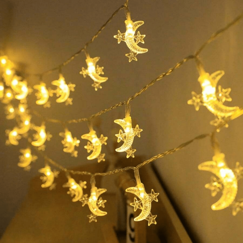LED Moon String Lights Indoor Outdoor Battery Powered White 10-40 LED for Parties Weddings Holidays