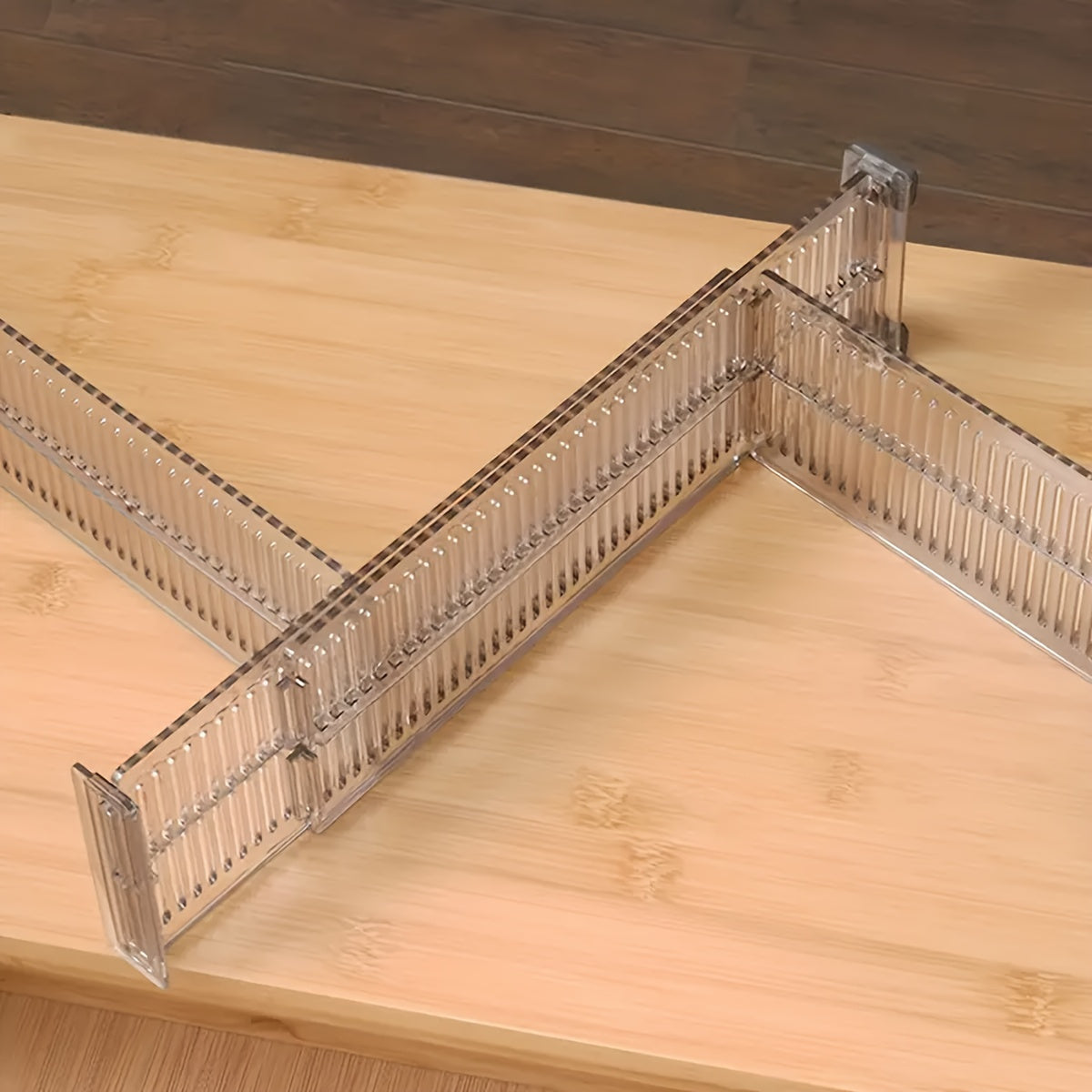 Juego de 2 separadores ajustables de plástico transparente para cajones para almacenamiento de ropa interior y calcetines