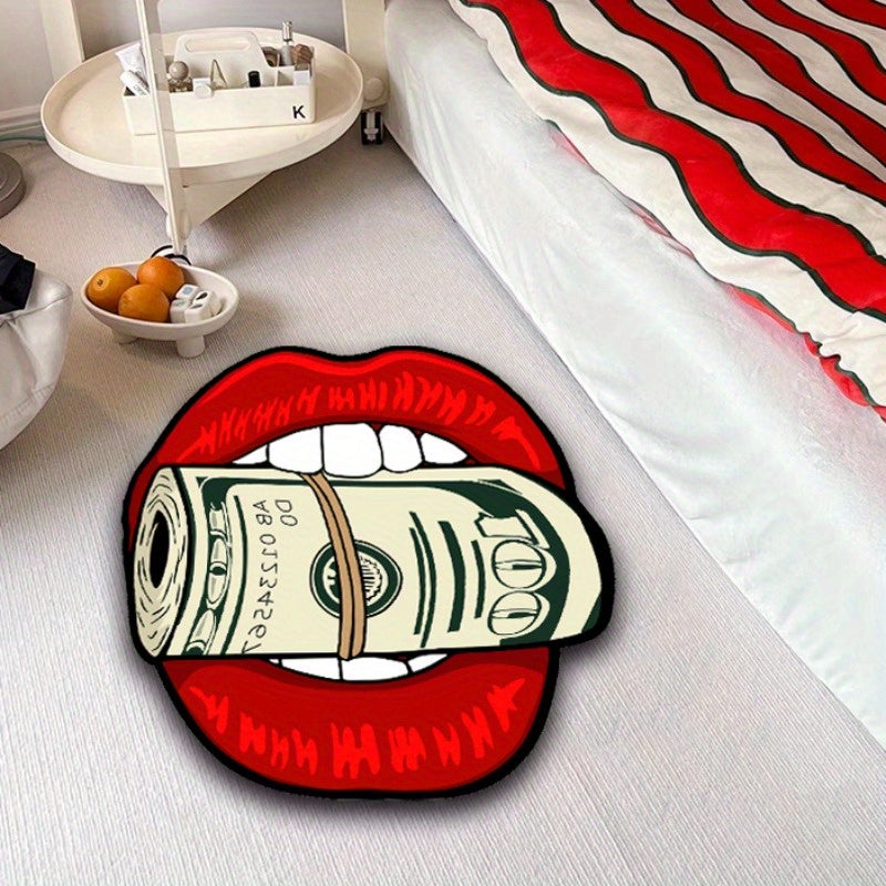 Cashmere and Lips Pattern Plush Rug Thick Faux Cashmere for Living Room Bedroom Home Decor