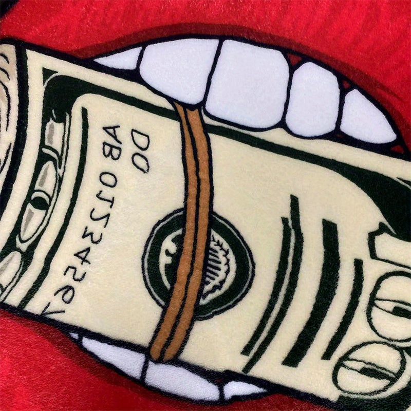 Cashmere and Lips Pattern Plush Rug Thick Faux Cashmere for Living Room Bedroom Home Decor