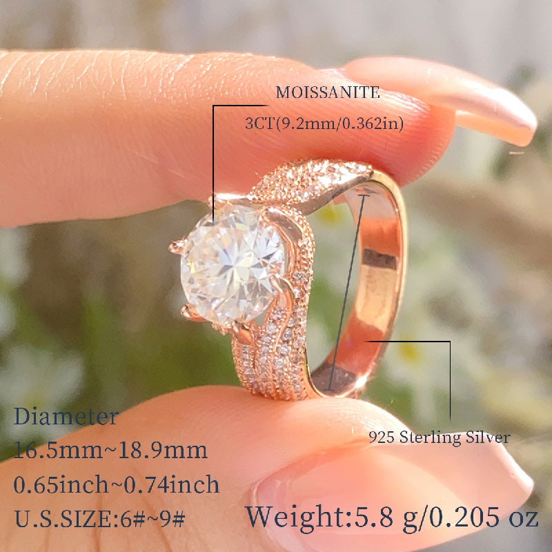 Sterling Silver Jewelry Set with Moissanite 3ct for Women Valentine's Day Wedding Gift