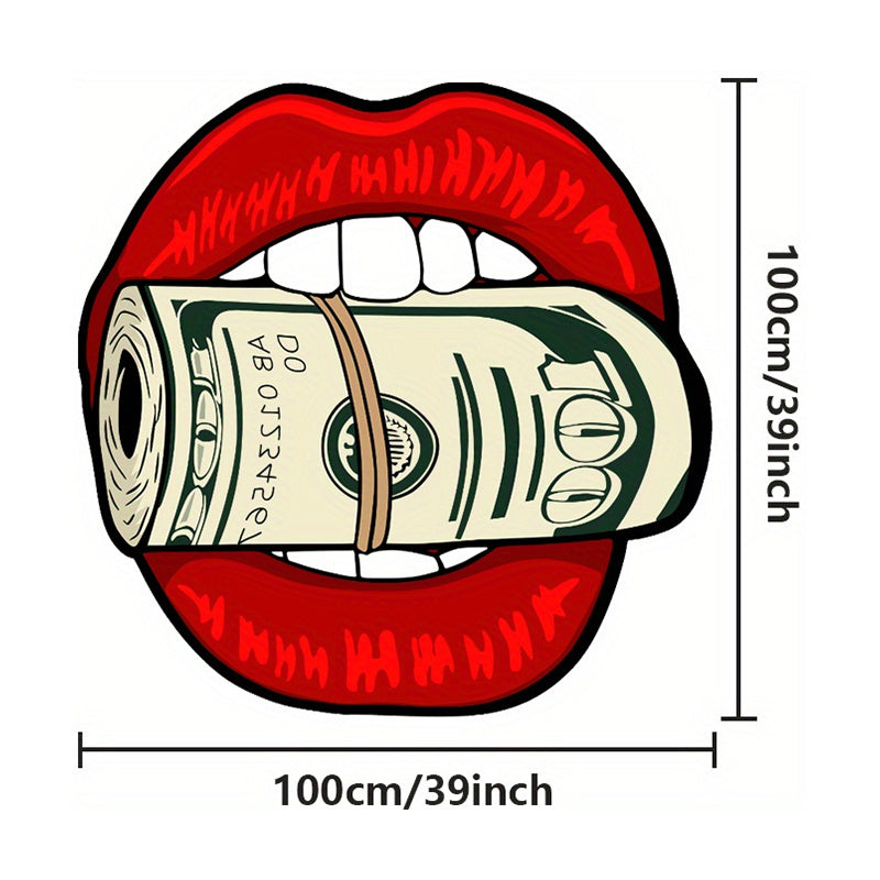 Cashmere and Lips Pattern Plush Rug Thick Faux Cashmere for Living Room Bedroom Home Decor