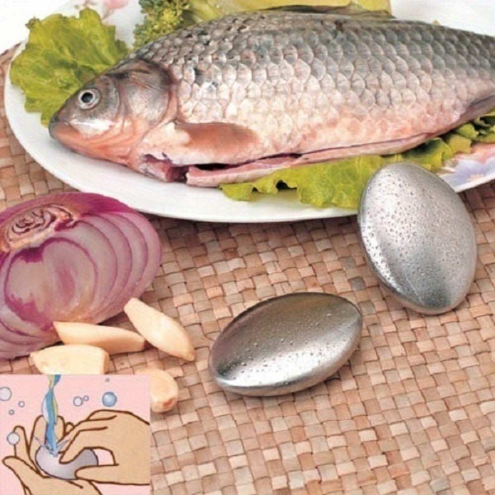 Stainless Steel Soap for Garlic and Onion Odor Removal Oval Handheld Bathroom Soap