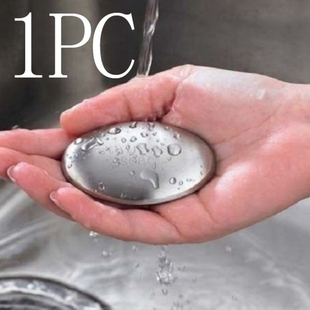 Stainless Steel Soap for Garlic and Onion Odor Removal Oval Handheld Bathroom Soap