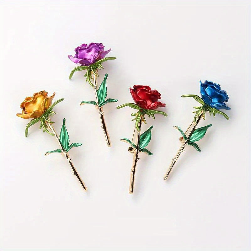Vintage Rose Flower Lapel Pin for Women Stylish Clothing and Daily Wear
