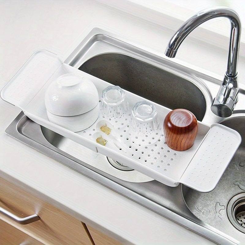 Expandable Plastic Bathroom Tub Tray with Towel Rack and Bookshelf