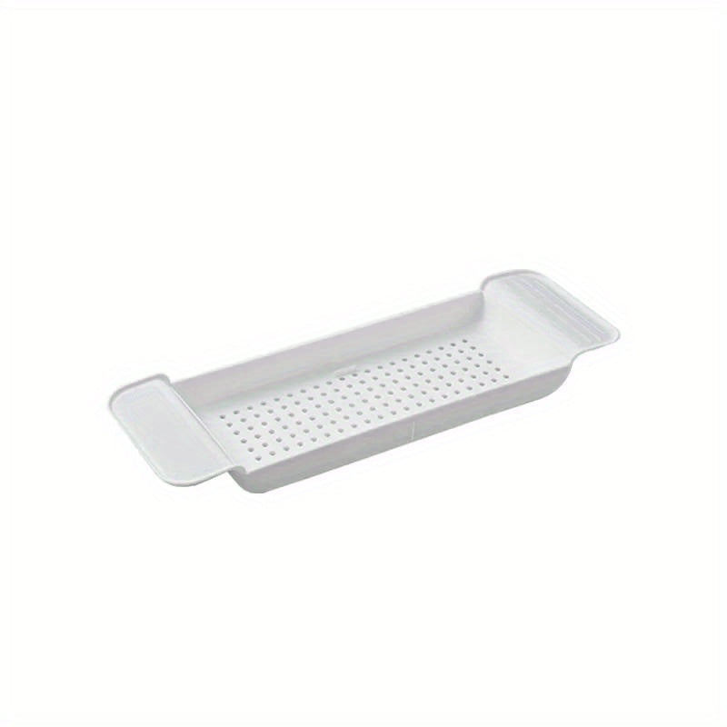 Expandable Plastic Bathroom Tub Tray with Towel Rack and Bookshelf