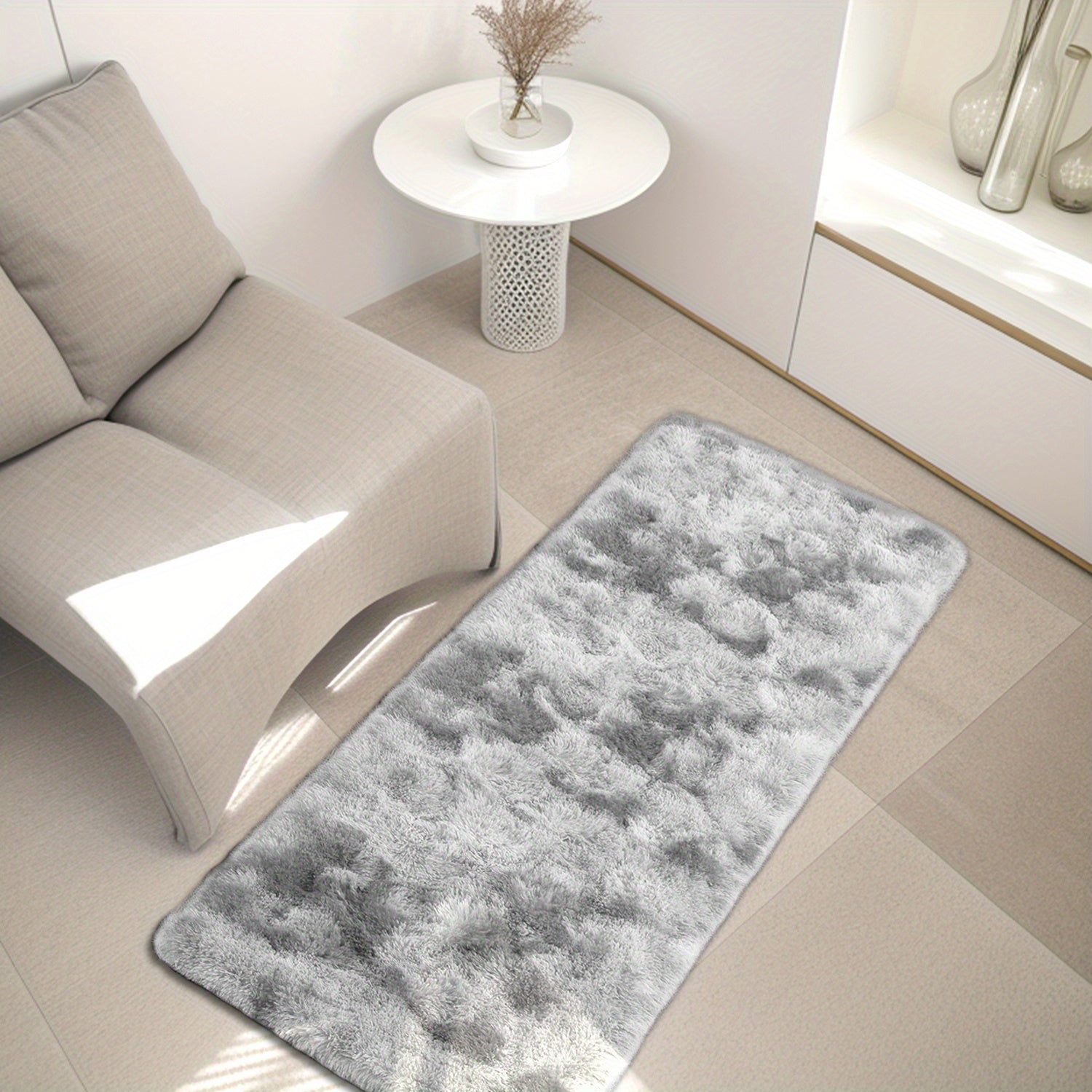 Tie-Dye Gradient Plush Area Mat Soft Silk Fur Machine Washable Bedroom Living Room