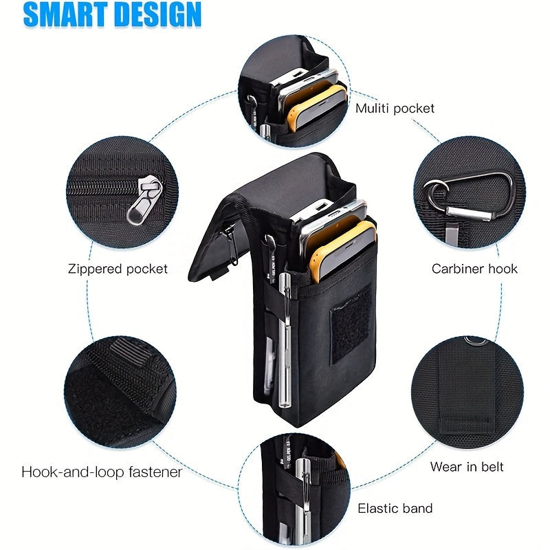 Men's Leather Wallet with Phone Pouch Card Slots Belt Loop Pen Holder