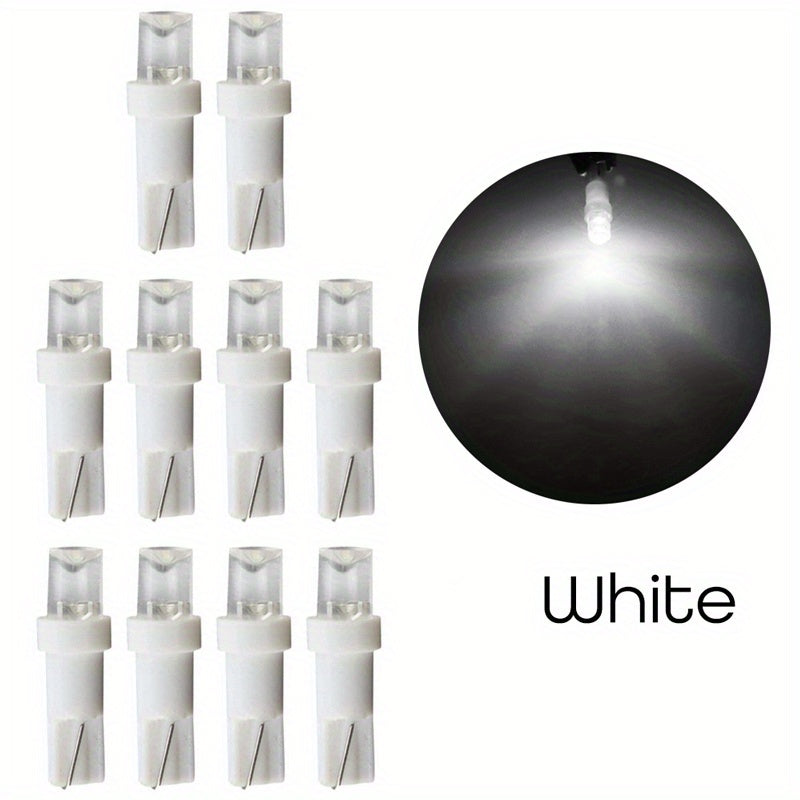 10 Pack T5 LED Car Dash Indicator Lights White Red Yellow Blue Green