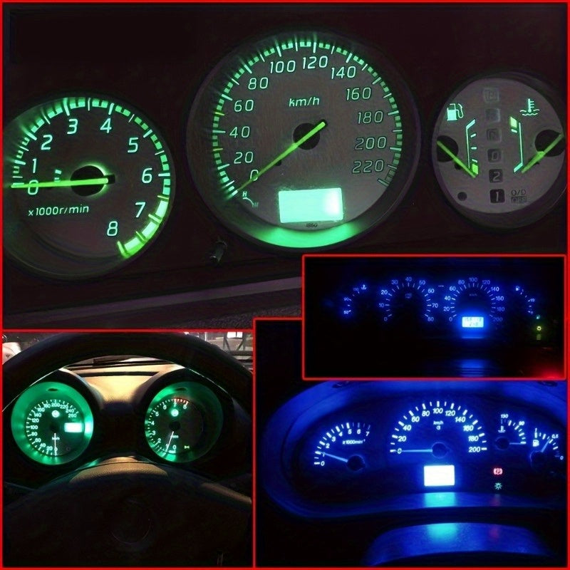 10 Pack T5 LED Car Dash Indicator Lights White Red Yellow Blue Green