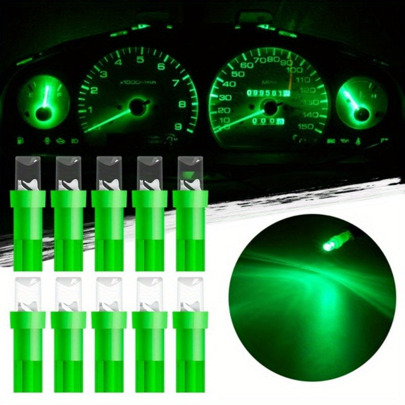 10 Pack T5 LED Car Dash Indicator Lights White Red Yellow Blue Green