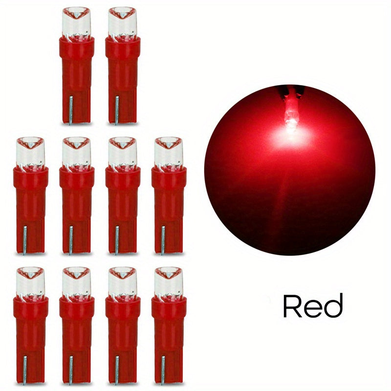 10 Pack T5 LED Car Dash Indicator Lights White Red Yellow Blue Green