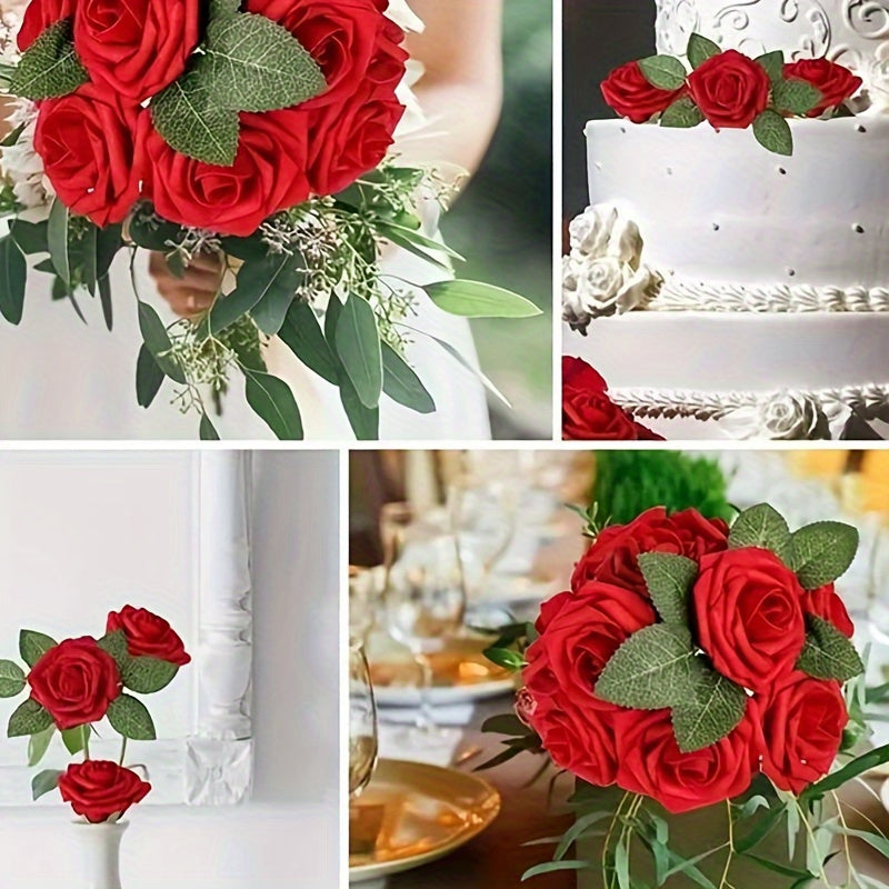 Artificial Rose Flowers Set for Garden Wedding Party Home Decor 25 Pieces