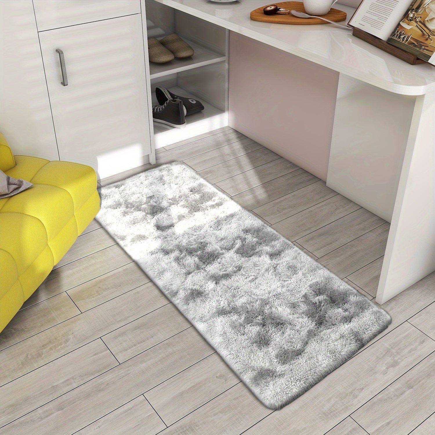 Tie-Dye Gradient Plush Carpet Soft Silk Floor Mat for Living Room Bedroom