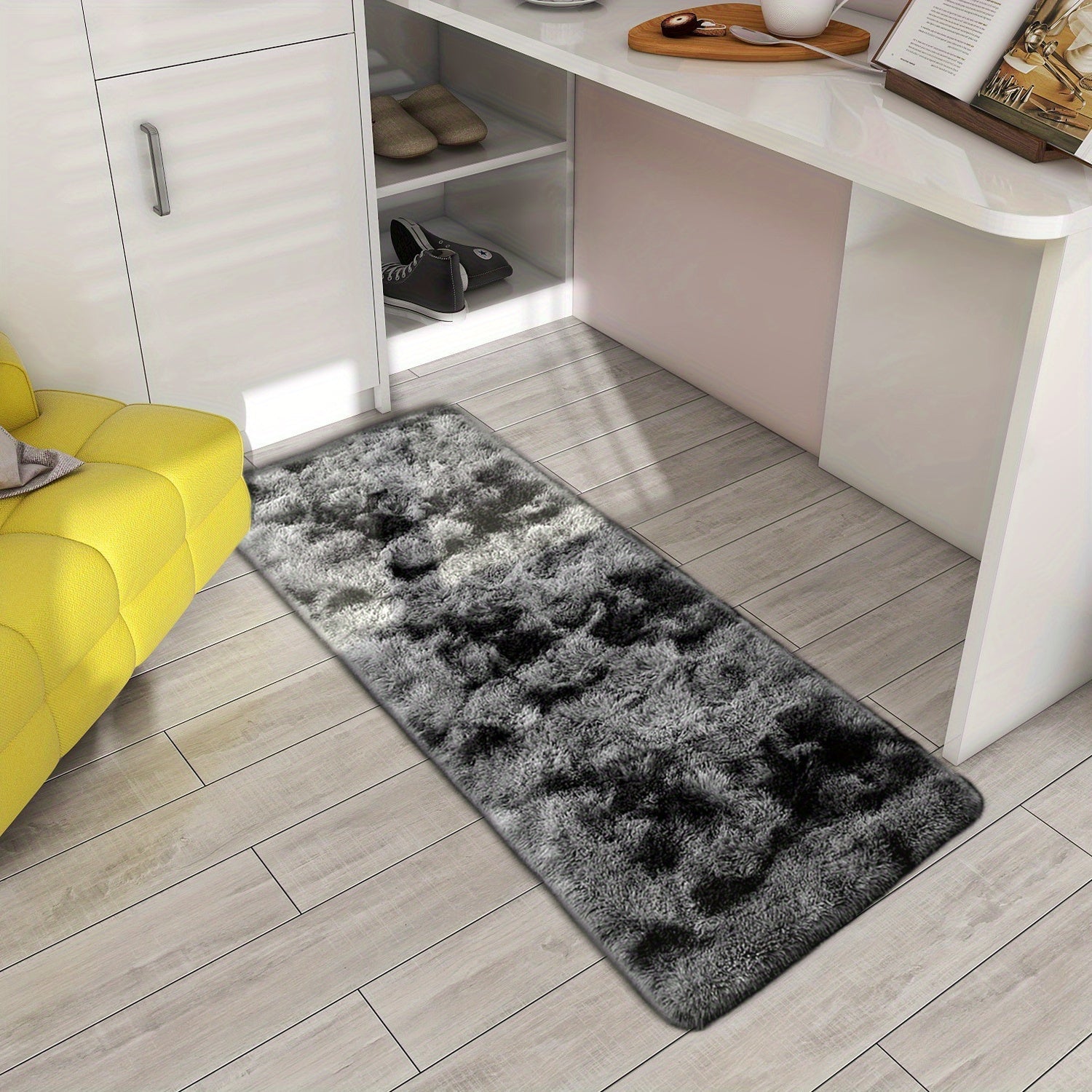 Tie-Dye Gradient Plush Carpet Soft Silk Floor Mat for Living Room Bedroom